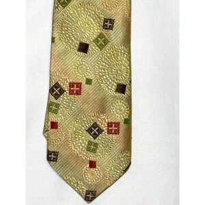 Vintage Connoisseur Italian Embroidered paisley artsy‎ MCM Textured Tie golds